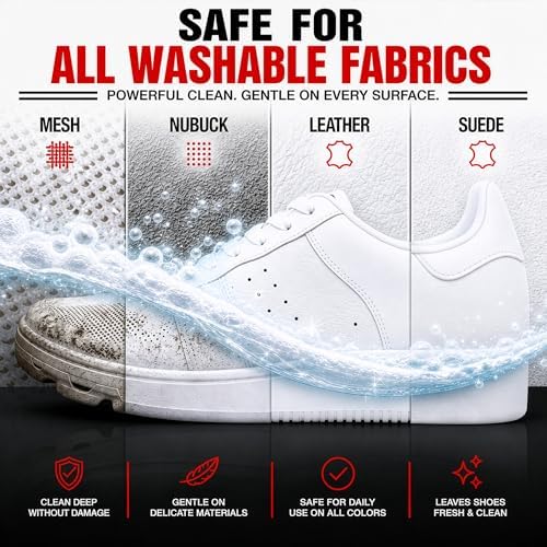 RED MOOSE Sneaker & Suede Shoe Cleaner Kit – Complete Sneaker Cleaner with Brush & Cloth for Leather, Suede, Canvas & White Shoes – Professional Shoe Cleaning Kit Made in USA