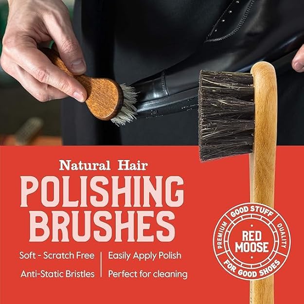 RED MOOSE 3pc Easy Black Shoe/Boot Cleaning Kit – Polish, Brush, Cloth